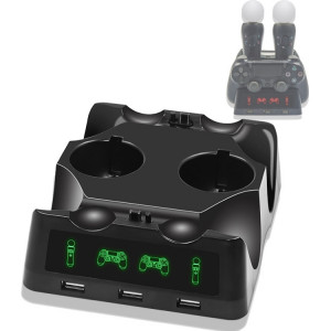 Base de charge multifonctionnelle de chargeur de manette de jeu iPlay pour PS4 VR / PS VR / PS Move SI08071501-20