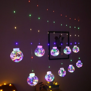 Lumière de rideau de fil de cuivre à LED souhaitant une boule de décoration de Noël, livraison de style aléatoire, type de prise: prise UE (lumière colorée) SH801C467-20