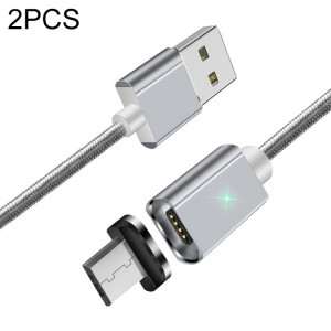2 PCS Essope Smartphone Charge rapide et câble magnétique de transmission de données avec tête magnétique micro USB, longueur du câble: 1m (argent) SH406A813-20