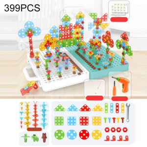 Boîte à outils d'assemblage manuelle de jouet de perceuse électrique de serrage de vis pour enfants, Style: 3D + perceuse électrique (399 PCS) SH200685-20