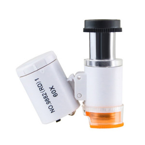 9882(RD) 60X Mini microscope optique de détection de billets de banque HD avec lumière LED, couleur : blanc SH04021341-20