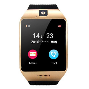 Q18S 1.54 pouces IPS écran MTK6260A Bluetooth 3.0 Smart Watch Téléphone, podomètre / Rappel sédentaire / Moniteur de sommeil / Anti-Perte / Caméra à distance / GSM / 0,3 M Caméra (Noir + Or) SQ41BJ1035-20