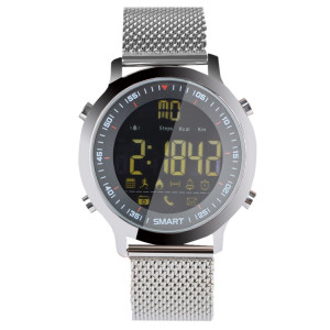 EX18 Smart montre de sport FSTN Plein écran Cadran lumineux Bracelet en acier inoxydable, étapes de soutien comptage / Calorie brûlé / Date du calendrier / Bluetooth 4.0 / Rappel d'appels entrants / Rappel de SH049S1453-20