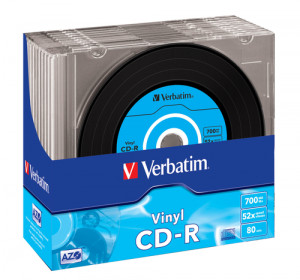 1x10 Verbatim CD-R 80 / 700MB 52x Speed, Vinyl Surface, Slim 112105-20