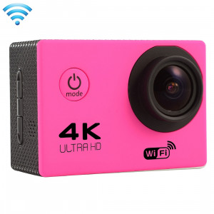 F60 2.0 pouces Écran 4K 170 degrés Grand angle WiFi Sport Action Caméscope avec boîtier étanche, Support 64 Go Micro SD Card (Magenta) SF087M5-20
