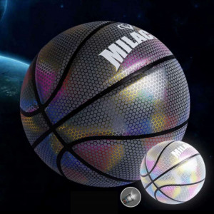 Ballon de basket-ball réfléchissant holographique numéro 7 MILACHIC visible la nuit Rainbow Star Basketball (Neon Square 6725) SH701E952-20