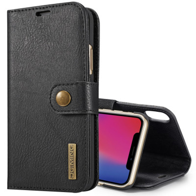 DG.MING pour iPhone X / XS Crazy Horse Texture Housse de protection magnétique amovible avec porte-monnaie et porte-monnaie (noir) SD080B520-20