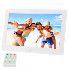 Cadre photo numérique grand écran 10,1 pouces HD avec support et télécommande, Allwinner E200, Réveil / MP3 / MP4 / Lecteur de film (blanc)