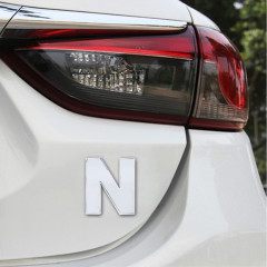 Décalque d'autocollant autocollant, emblème 3D de la lettre N anglaise, emblème de véhicule automobile, taille: 4.5 * 4.5 * 0.5cm