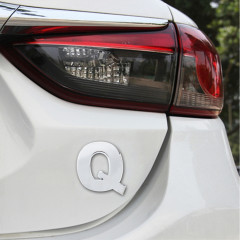 Autocollant autocollant autocollant 3D anglais de lettre Q emblème de véhicule de voiture, taille: 4.5 * 4.5 * 0.5cm
