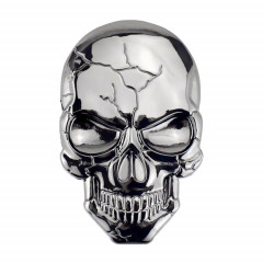 Autocollant de voitures en métal crâne de diable en trois dimensions (gris argenté)