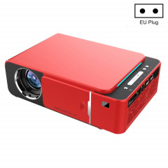T6 2000ansi Lumens 1080p LCD Mini Theatre Projecteur, version téléphonique, plug (rouge) (rouge)