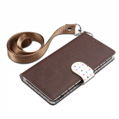 Etui à rabat horizontal en cuir avec fentes pour cartes, porte-monnaie et lanière pour iPhone 11 Pro Max (Marron)