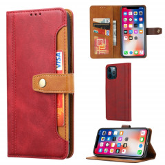 Calf Texture Double Pliage Fermoir Horizontal Flip Cuir Too avec cadre photo et porte-cartes et portefeuille pour iPhone 13 Pro (rouge)