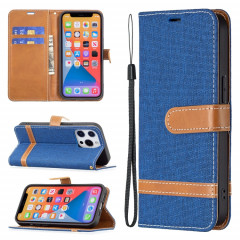 Couleur Correspondance Denim Texture Horizontal Flip Cuir Case avec porte-cartes et portefeuille et lanière pour iPhone 13 (bleu royal)