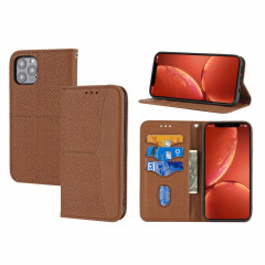 Texture tissée Couture Magnétique Horizontal Horizontal Boîtier en Cuir PU avec porte-carte et portefeuille et portefeuille pour iPhone 13 PRO (Brown)