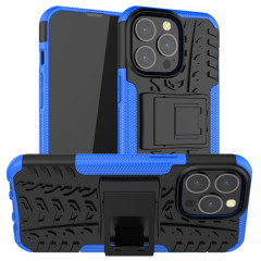Texture de pneu TPU TPU + PC Cas de protection avec support pour iPhone 13 (bleu)