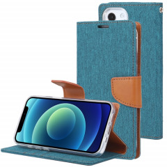 Diary Toile de Goospery Texture Texture Texture Horizontale Horizontal Toam Coffret avec porte-cartes et portefeuille pour iPhone 13 (vert)