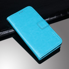 Étui de cuir horizontal de texture horizontale de texture d'idewei avec support et portefeuille pour iPhone 13 Pro (Bleu ciel)