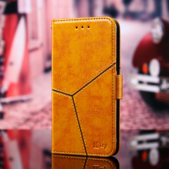 Couture géométrique Horizontal Flip TPU + Coque en cuir PU avec porte-carte et portefeuille pour iPhone 13 PRO (Jaune)