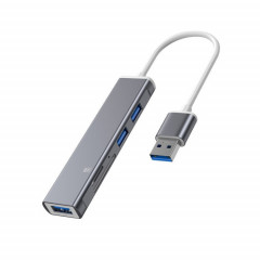 Emplacement pour carte USB vers SD / TF 5 en 1 + 3 ports USB HUB de station d'accueil multifonctionnel (gris)