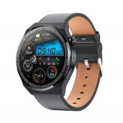 Ochstin 5HK46P Montre intelligente avec bracelet en cuir à écran rond de 1,36 pouces avec fonction d'appel Bluetooth (Noir)