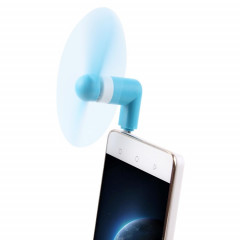 Mode USB 3.1 Type-C Mini ventilateur avec deux feuilles, pour téléphone portable avec fonction OTG (bleu)