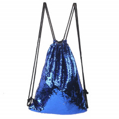 Mermaid Glittering Sequin Drawstring Sports Backpack Sac à bandoulière (Sapphire Blue Silver)