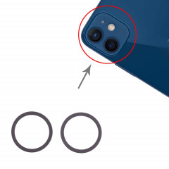 Anneau de protection en métal pour objectif en verre de caméra arrière 2 PCS pour iPhone 12 (noir)