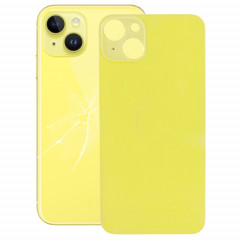 Couvercle de batterie arrière en verre pour grand trou de caméra de remplacement facile pour iPhone 14 (jaune)