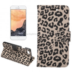 Pour iPhone 8 et 7 Leopard Motif Horizontal Etui en cuir à rabat avec porte-cartes et fentes pour cartes et porte-monnaie (Jaune)