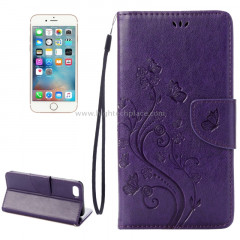 Pour iPhone 8 & 7 Pressed Flowers Etui à rabat en cuir avec porte-cartes et porte-cartes (Violet)