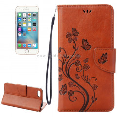 Pour iPhone 8 & 7 Pressed Flowers Etui à rabat en cuir horizontal avec porte-cartes et fentes pour cartes (marron)