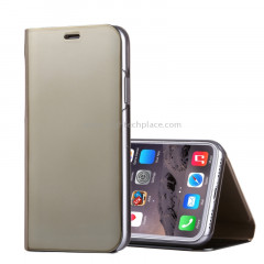 Pour iPhone X Étui à galvanoplastique Horizontal Housse en cuir Flip avec support (Or)