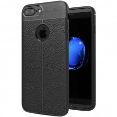 Etui de protection arrière en TPU Litchi Texture pour iPhone 8 Plus & 7 Plus (Noir)