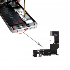 iPartsBuy pour iPhone SE Port de charge d'origine + câble audio Flex (noir)