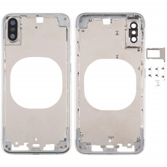 Cache arrière transparent avec objectif de caméra, plateau de carte SIM et touches latérales pour iPhone XS Max (blanc)