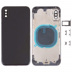 Cache arrière avec objectif de l'appareil photo, plateau de la carte SIM et touches latérales pour iPhone XS (noir)