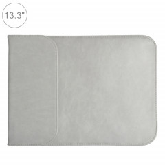 13.3 pouces PU + sac en nylon pour ordinateur portable sac pochette ordinateur portable, pour MacBook, Samsung, Xiaomi, Lenovo, Sony, Dell, Asus, HP (gris)