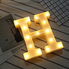 Lumière anglaise décorative de forme de lettre de l'alphabet H, lumière sèche chaude de vacances de LED de lumière sèche actionnée par batterie sèche blanche