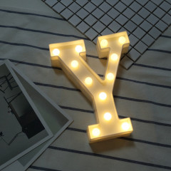 Lumière anglaise décorative de forme de lettre de l'alphabet Y, lumière sèche chaude accrochante debout blanche de vacances de LED