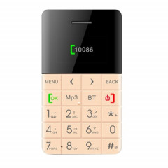 AEKU Qmart Q5 Card Téléphone portable, réseau: 2G, 5,5 mm Ultra mince Pocket Mini Slim Card Phone, 0,96 pouces, clavier QWERTY, BT, podomètre, télécommandé, musique MP3, capture à distance (Gold)