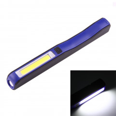 Lumière / lampe-torche de travail de forme de stylo de l'intense luminosité 100LM, lumière blanche, COB LED 2-Modes avec agrafe magnétique rotative de 90 degrés (bleu)