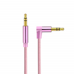 AV01 Câble audio coudé mâle à mâle de 3,5 mm, longueur: 1 m (or rose)