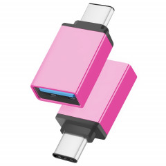 Alliage d'aluminium USB-C / Type-C 3.1 mâle vers USB 3.0 femelle adaptateur de données / chargeur, Adaptateur USB-C / Type-C 3.1 mâle vers USB 3.0 femelle en alliage d'aluminium (Magenta)
