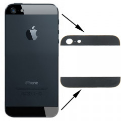iPartsBuy Original Couverture Arrière Top & Bottom Glass Lens pour iPhone 5 (Noir)