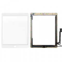 Bouton de contrôleur + Bouton de clé de la maison PCB Flex câble de la membrane + Panneau tactile de remplacement de l'écran tactile de remplacement pour iPad 4 (blanc)