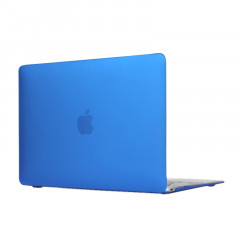 Boîtier de protection en plastique dur transparent translucide givré pour Macbook 12 pouces (bleu foncé)