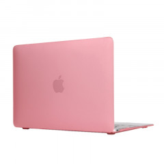 Boîtier de protection en plastique dur transparent translucide givré pour Macbook 12 pouces (rose)