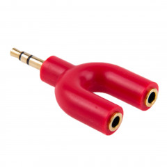 3.5mm Stéréo Mâle à Double 3.5mm Stéréo Femelle Splitter Adaptateur (Rouge)